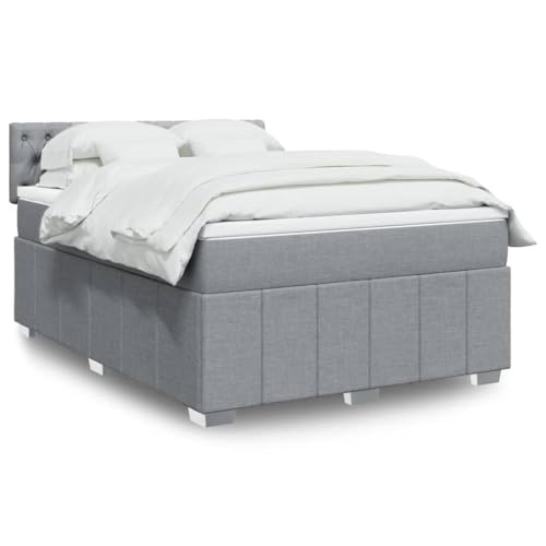 Qnhdfrt Boxspringbett mit LED Beleuchtung und Taschenfederkernmatratze 140x200 cm Hellgrau Stoff Modernes Design für Schlafzimmer Gästebett und Heimbett Qnhdfrt Boxspringbett mit LED Beleuchtung und Taschenfederkernmatratze 140x200 cm Hellgrau Stoff Modernes Design für Schlafzimmer Gästebett und Heimbett von Qnhdfrt