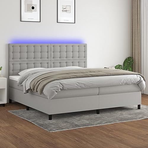 Qnhdfrt Boxspringbett mit LED Beleuchtung und Taschenfederkernmatratze 200x200 cm Höhenverstellbares Kopfteil Atmungsaktiver Stoff Hellgrau für Schlafzimmer Gästebett Doppelbett Qnhdfrt Boxspringbett mit LED Beleuchtung und Taschenfederkernmatratze 200x200 cm Höhenverstellbares Kopfteil Atmungsaktiver Stoff Hellgrau für Schlafzimmer Gästebett Doppelbett von Qnhdfrt