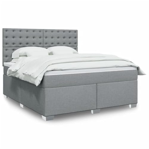 Qnhdfrt Boxspringbett mit LED Beleuchtung und höhenverstellbarem Kopfteil 180 x 200 cm Hellgrau Stoff Taschenfederkernmatratze für erholsamen Schlaf Qnhdfrt Boxspringbett mit LED Beleuchtung und höhenverstellbarem Kopfteil 180 x 200 cm Hellgrau Stoff Taschenfederkernmatratze für erholsamen Schlaf von Qnhdfrt