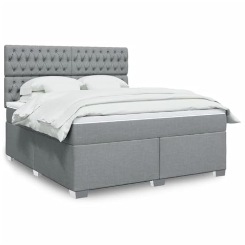Qnhdfrt Boxspringbett mit LED Beleuchtung und höhenverstellbarem Kopfteil 180x200 cm Taschenfederkern Matratze aus Polyester Stoff Hellgrau für Schlafzimmer Gästebett Qnhdfrt Boxspringbett mit LED Beleuchtung und höhenverstellbarem Kopfteil 180x200 cm Taschenfederkern Matratze aus Polyester Stoff Hellgrau für Schlafzimmer Gästebett von Qnhdfrt