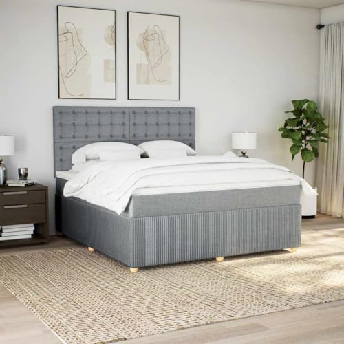Qnhdfrt Boxspringbett mit LED-Beleuchtung und höhenverstellbarem Kopfteil 180x200 cm Taschenfederkernmatratze Mittelhart Polyester Stoff Hellgrau für Schlafzimmer Gästebett Qnhdfrt Boxspringbett mit LED-Beleuchtung und höhenverstellbarem Kopfteil 180x200 cm Taschenfederkernmatratze Mittelhart Polyester Stoff Hellgrau für Schlafzimmer Gästebett von Qnhdfrt