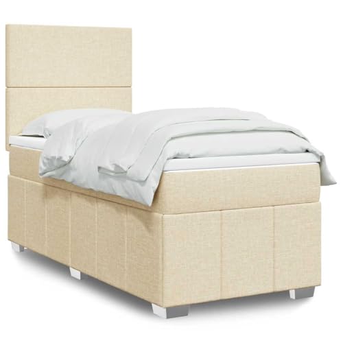 Qnhdfrt Boxspringbett mit LED Beleuchtung und höhenverstellbarem Kopfteil 80x200 cm Creme Stoff Taschenfederkernmatratze für erholsamen Schlaf im Schlafzimmer Qnhdfrt Boxspringbett mit LED Beleuchtung und höhenverstellbarem Kopfteil 80x200 cm Creme Stoff Taschenfederkernmatratze für erholsamen Schlaf im Schlafzimmer von Qnhdfrt