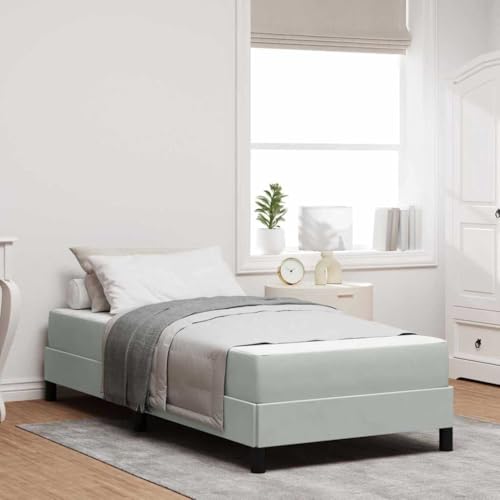 Qnhdfrt Boxspringbett mit Matratze 100 x 200 cm Hellgrau Modernes Design mit Samtbezug und Multizonenmatratze Qnhdfrt Boxspringbett mit Matratze 100 x 200 cm Hellgrau Modernes Design mit Samtbezug und Multizonenmatratze von Qnhdfrt