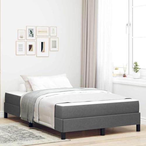 Qnhdfrt Boxspringbett mit Matratze 120 x 200 cm Dunkelgrau Modernes Design mit Stabilen Beinen und Bequemer Schaumstoffmatratze für Schlafzimmer Gästezimmer oder Jugendzimmer von Qnhdfrt