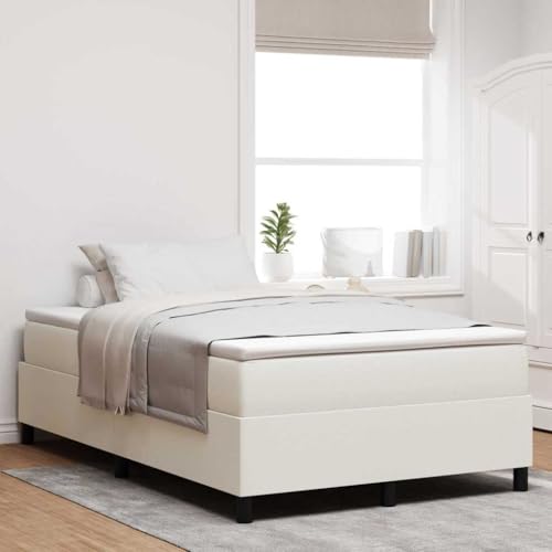 Qnhdfrt Boxspringbett mit Matratze 120 x 200 cm Modernes Design Cremefarbener Cordstoff Mittelharte Memory-Schaum-Matratze Robuster Rahmen für Schlafzimmer und Gästezimmer von Qnhdfrt