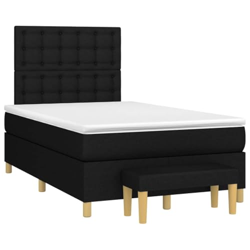 Qnhdfrt Boxspringbett mit Matratze 120x190 cm Schwarz Stoff Kopfteil höhenverstellbar Taschenfederkernmatratze Mittelharte Unterstützung für Schlafzimmer Gästebett Qnhdfrt Boxspringbett mit Matratze 120x190 cm Schwarz Stoff Kopfteil höhenverstellbar Taschenfederkernmatratze Mittelharte Unterstützung für Schlafzimmer Gästebett von Qnhdfrt