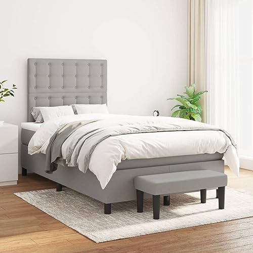 Qnhdfrt Boxspringbett mit Matratze 120x200 cm Hellgrau Stoff Taschenfederkernmatratze und Höhenverstellbares Kopfteil für Schlafzimmer Gästebett oder Wohnzimmer Qnhdfrt Boxspringbett mit Matratze 120x200 cm Hellgrau Stoff Taschenfederkernmatratze und Höhenverstellbares Kopfteil für Schlafzimmer Gästebett oder Wohnzimmer von Qnhdfrt