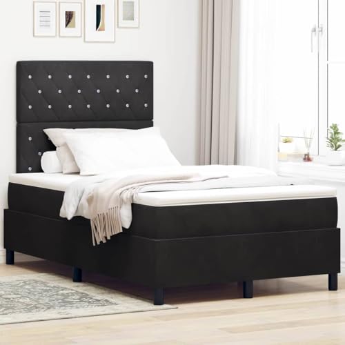 Qnhdfrt Boxspringbett mit Matratze 120x200 cm Samt Taschenfederkern für erholsamen Schlaf Mittelharte Unterstützung für Rücken und Bauchschläfer von Qnhdfrt