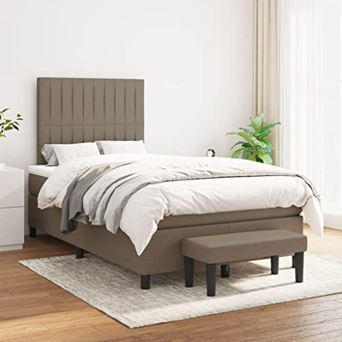 Qnhdfrt Boxspringbett mit Matratze 120x200 cm Taupe Stoff Taschenfederkernmatratze Höhenverstellbares Kopfteil Multifunktionale Bank für Schlafzimmer und Wohnbereich von Qnhdfrt