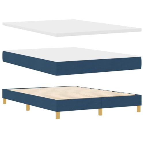 Qnhdfrt Boxspringbett mit Matratze 140 x 200 cm Modernes Design mit Diamond Muster Höhenverstellbares Kopfteil Blaue Polsterung für Schlafzimmer Gästebett oder Doppelbett von Qnhdfrt