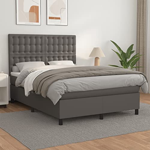 Qnhdfrt Boxspringbett mit Matratze 140x200 cm Grau Kunstleder Höhenverstellbares Kopfteil Taschenfederkernmatratze Mittelhart für Erholsamen Schlaf Gästebett oder Familienbett Qnhdfrt Boxspringbett mit Matratze 140x200 cm Grau Kunstleder Höhenverstellbares Kopfteil Taschenfederkernmatratze Mittelhart für Erholsamen Schlaf Gästebett oder Familienbett von Qnhdfrt