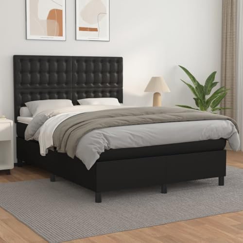 Qnhdfrt Boxspringbett mit Matratze 140x200 cm Kunstleder Schwarz Höhenverstellbares Kopfteil Taschenfederkernmatratze für erholsamen Schlaf Wohnzimmer Schlafzimmer Qnhdfrt Boxspringbett mit Matratze 140x200 cm Kunstleder Schwarz Höhenverstellbares Kopfteil Taschenfederkernmatratze für erholsamen Schlaf Wohnzimmer Schlafzimmer von Qnhdfrt