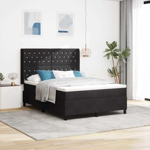 Qnhdfrt Boxspringbett mit Matratze 140x200 cm Samt Taschenfederkern für optimalen Schlafkomfort Doppelbett mit waschbarem Bezug und mittelfester Unterstützung für Schlafzimmer von Qnhdfrt