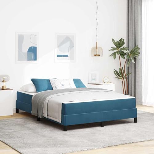 Qnhdfrt Boxspringbett mit Matratze 160 x 200 cm Dunkelblau Samt Modernes Design mit Multizonenmatratze und Stabilen Holzwerkstoffrahmen für Schlafzimmer von Qnhdfrt
