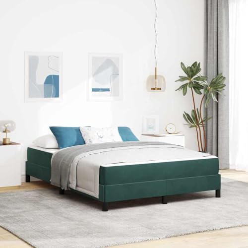 Qnhdfrt Boxspringbett mit Matratze 160 x 200 cm Dunkelgrün Samt Modernes Design mit Multizonenmatratze und Stabilen Holzwerkstoffrahmen für Schlafzimmer Erwachsene und Teenager von Qnhdfrt