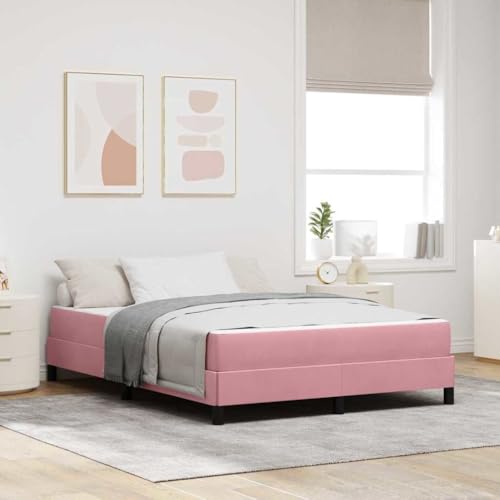 Qnhdfrt Boxspringbett mit Matratze 160 x 200 cm Rosa Samt Modernes Design mit Multizonenmatratze und Stabilen Holzwerkstoffrahmen für Schlafzimmer von Qnhdfrt