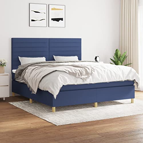 Qnhdfrt Boxspringbett mit Matratze 160x200 cm Blau Stoff Taschenfederkern Matratze Höhenverstellbares Kopfteil für Erholsamen Schlaf Gästebett oder Doppelbett Qnhdfrt Boxspringbett mit Matratze 160x200 cm Blau Stoff Taschenfederkern Matratze Höhenverstellbares Kopfteil für Erholsamen Schlaf Gästebett oder Doppelbett von Qnhdfrt