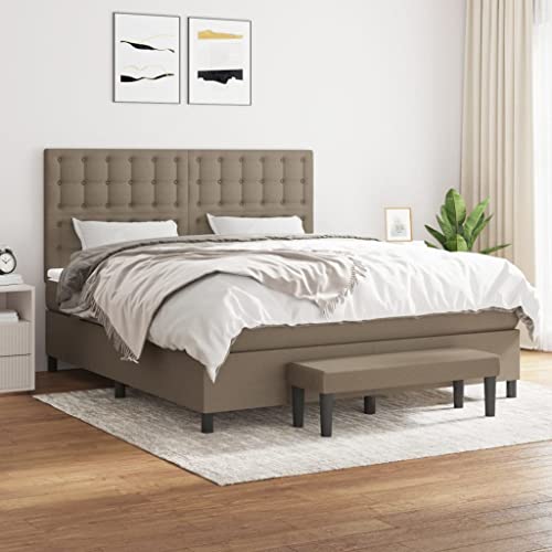 Qnhdfrt Boxspringbett mit Matratze 180x200 cm Taschenfederkern Kopfteil höhenverstellbar Stoff Taupe für Schlafzimmer Gästezimmer und Wohnbereich von Qnhdfrt