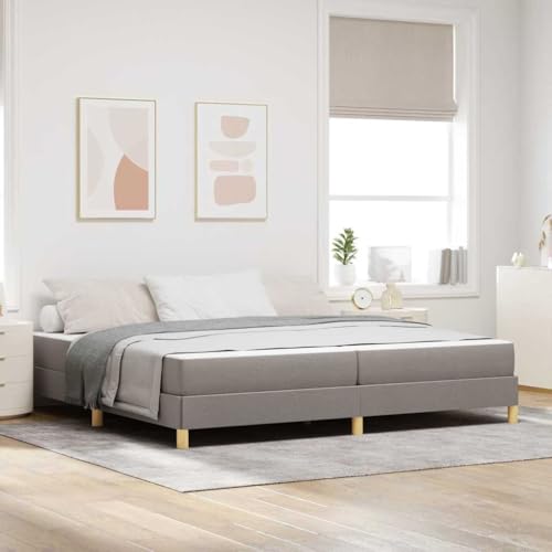 Qnhdfrt Boxspringbett mit Matratze 200 x 200 cm Modernes Design mit Taschenfederkernmatratze und Robustem Holzrahmen in Taupe oder Braun für Schlafzimmer von Qnhdfrt
