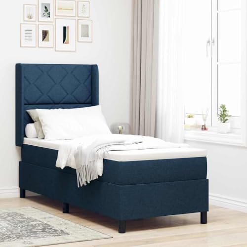 Qnhdfrt Boxspringbett mit Matratze 80x200 cm Blau Modernes Design Mittelharte Federkernmatratze mit Atmungsaktivem Bezug für Schlafzimmer Einzelbett von Qnhdfrt