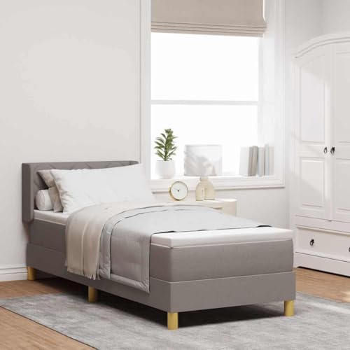 Qnhdfrt Boxspringbett mit Matratze 80x200 cm Modernes Design Taupe Höhenverstellbares Kopfteil Waschbarer Bezug für Schlafzimmer Gästebett oder Single Bed von Qnhdfrt