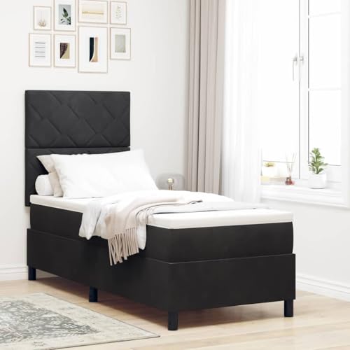 Qnhdfrt Boxspringbett mit Matratze 80x200 cm Samt Schwarz Modernes Design mit Diamantmuster für erholsamen Schlaf Einzelbett mit Taschenfederkern und mittelharter Liegefläche Qnhdfrt Boxspringbett mit Matratze 80x200 cm Samt Schwarz Modernes Design mit Diamantmuster für erholsamen Schlaf Einzelbett mit Taschenfederkern und mittelharter Liegefläche von Qnhdfrt
