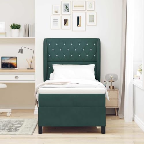 Qnhdfrt Boxspringbett mit Matratze 90 x 190 cm Dunkelgrün Samt Velvet Taschenfederkern Mittelharte Unterstützung für Schlafzimmer Einzelbett Qnhdfrt Boxspringbett mit Matratze 90 x 190 cm Dunkelgrün Samt Velvet Taschenfederkern Mittelharte Unterstützung für Schlafzimmer Einzelbett von Qnhdfrt
