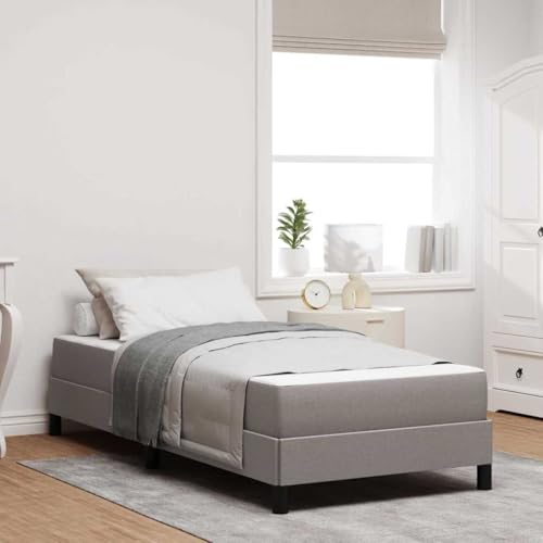Qnhdfrt Boxspringbett mit Matratze 90 x 200 cm Taupe Stoff Modernes Design & Mittel-Feste Schaumstoffmatratze für Erholsamen Schlaf Robuster Holzwerkstoff-Rahmen Einfache Montage von Qnhdfrt