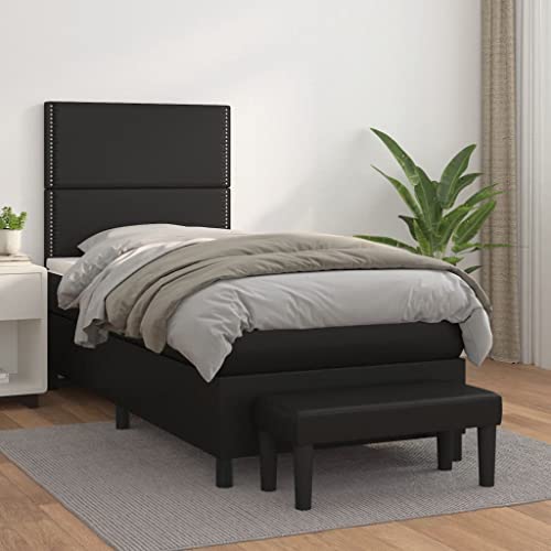 Qnhdfrt Boxspringbett mit Matratze 90x200 cm Kunstleder Schwarz Modernes Design mit Höhenverstellbarem Kopfteil und Taschenfederkernmatratze für Schlafzimmer Gästezimmer Qnhdfrt Boxspringbett mit Matratze 90x200 cm Kunstleder Schwarz Modernes Design mit Höhenverstellbarem Kopfteil und Taschenfederkernmatratze für Schlafzimmer Gästezimmer von Qnhdfrt