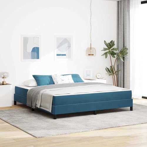 Qnhdfrt Boxspringbett mit Matratze Dunkelblau 180 x 200 cm Modernes Design mit Samtbezug und Multizonenmatratze Schlafzimmer von Qnhdfrt