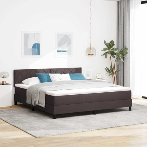 Qnhdfrt Boxspringbett mit Matratze Dunkelbraun 180x200 cm Modernes Design mit Memory Schaum Topper Robuste Holz Konstruktion für Schlafzimmer und Gästezimmer von Qnhdfrt