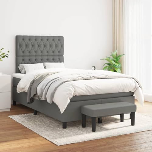Qnhdfrt Boxspringbett mit Matratze Dunkelgrau 120x200 cm Stoff Bettgestell mit höhenverstellbarem Kopfteil und praktischer Bank für Schlafzimmer Gästezimmer Qnhdfrt Boxspringbett mit Matratze Dunkelgrau 120x200 cm Stoff Bettgestell mit höhenverstellbarem Kopfteil und praktischer Bank für Schlafzimmer Gästezimmer von Qnhdfrt