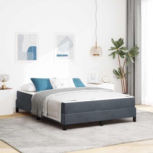 Qnhdfrt Boxspringbett mit Matratze Dunkelgrau 160 x 200 cm Modernes Design mit Samtbezug und Multizonenmatratze für optimalen Schlafkomfort von Qnhdfrt