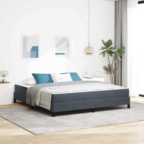 Qnhdfrt Boxspringbett mit Matratze Dunkelgrau 180 x 200 cm Modernes Design mit Samtbezug und Multizonenmatratze für Erwachsene und Teenager von Qnhdfrt