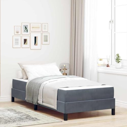 Qnhdfrt Boxspringbett mit Matratze Dunkelgrau 90 x 200 cm Modernes Design mit Samtbezug und Multizonenmatratze für optimalen Schlafkomfort von Qnhdfrt