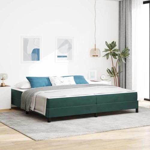 Qnhdfrt Boxspringbett mit Matratze Dunkelgrün 200 x 210 cm Samt Modernes Design mit Multizonenmatratze und Stabilen Holzwerkstoffrahmen für Schlafzimmer Erwachsene und Teenager von Qnhdfrt