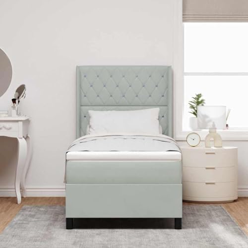Qnhdfrt Boxspringbett mit Matratze Hellgrau 90x200 cm Samt Taschenfederkern für optimalen Schlafkomfort und Druckentlastung Einzelbett für Schlafzimmer Qnhdfrt Boxspringbett mit Matratze Hellgrau 90x200 cm Samt Taschenfederkern für optimalen Schlafkomfort und Druckentlastung Einzelbett für Schlafzimmer von Qnhdfrt