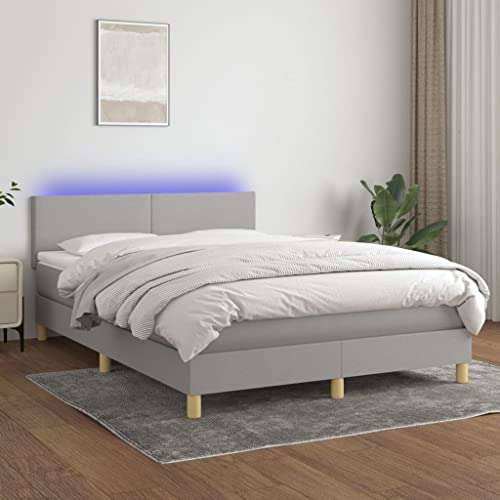 Qnhdfrt Boxspringbett mit Matratze LED Beleuchtung 140x190 cm Helles Grau Stoff Taschenfederkern Verstellbares Kopfteil für Schlafzimmer und Gästezimmer Qnhdfrt Boxspringbett mit Matratze LED Beleuchtung 140x190 cm Helles Grau Stoff Taschenfederkern Verstellbares Kopfteil für Schlafzimmer und Gästezimmer von Qnhdfrt