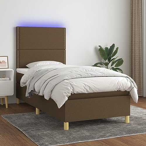Qnhdfrt Boxspringbett mit Matratze LED Dunkelbraun 90x190 cm Stoff Einzelbett Jugendbett Komplettset mit Höhenverstellbarem Kopfteil für Schlafzimmer Gästezimmer Qnhdfrt Boxspringbett mit Matratze LED Dunkelbraun 90x190 cm Stoff Einzelbett Jugendbett Komplettset mit Höhenverstellbarem Kopfteil für Schlafzimmer Gästezimmer von Qnhdfrt
