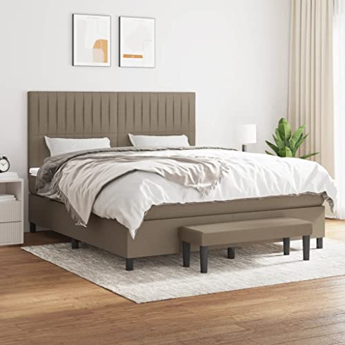Qnhdfrt Boxspringbett mit Matratze Taupe 180x200 cm Stoff Kopfteil höhenverstellbar Taschenfederkern Matratze mittelhart Bank multifunktional für Schlafzimmer und Wohnbereich von Qnhdfrt