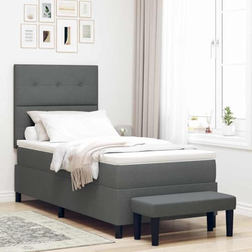 Qnhdfrt Boxspringbett mit Matratze und Bank Dunkelgrau 100x200 cm Modernes Design mit Holzbeinen Robuste Bauweise bis 250 kg für Erwachsene Schlafzimmer und Gäste Qnhdfrt Boxspringbett mit Matratze und Bank Dunkelgrau 100x200 cm Modernes Design mit Holzbeinen Robuste Bauweise bis 250 kg für Erwachsene Schlafzimmer und Gäste von Qnhdfrt