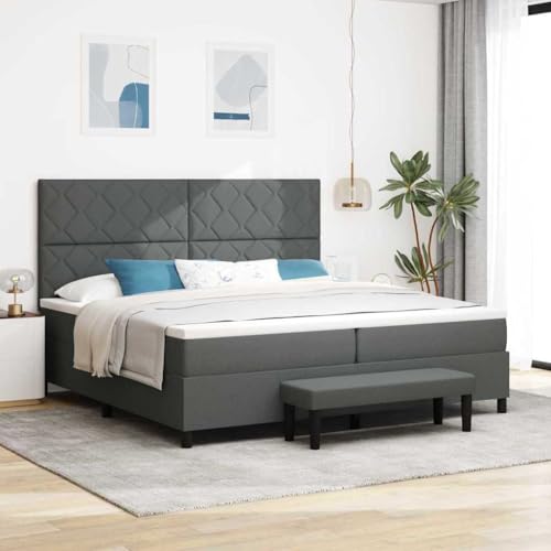 Qnhdfrt Boxspringbett mit Matratze und Bank Dunkelgrau 200x200 cm Modernes Design mit Stoffbezug und Metallbeinen Robuste Konstruktion für 2 Erwachsene Einfache Montage für Schlafzimmer von Qnhdfrt