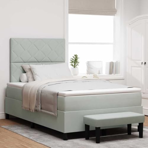 Qnhdfrt Boxspringbett mit Matratze und Bank Hellgrau 120x190 cm Samt Diamantblockmuster Elegantes Design für Schlafzimmer und Gästezimmer Qnhdfrt Boxspringbett mit Matratze und Bank Hellgrau 120x190 cm Samt Diamantblockmuster Elegantes Design für Schlafzimmer und Gästezimmer von Qnhdfrt