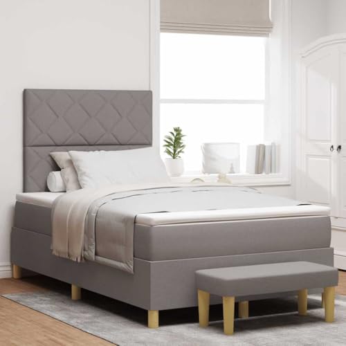 Qnhdfrt Boxspringbett mit Matratze und Bank Taupe 120x190 cm Modernes Design mit Geometrischem Muster Stabiler Holzrahmen für Erholsamen Schlaf für Schlafzimmer von Qnhdfrt