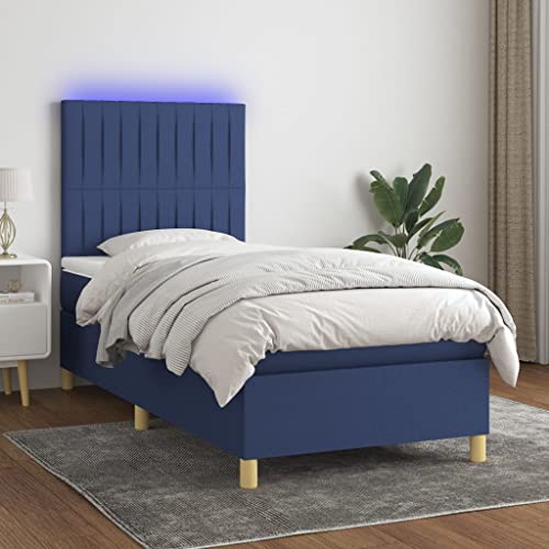 Qnhdfrt Boxspringbett mit Matratze und LED 100x200 cm Höhenverstellbares Kopfteil Atmungsaktiver Stoff Bezug Taschenfederkernmatratze für Schlafzimmer Gästebett und Jugendzimmer Qnhdfrt Boxspringbett mit Matratze und LED 100x200 cm Höhenverstellbares Kopfteil Atmungsaktiver Stoff Bezug Taschenfederkernmatratze für Schlafzimmer Gästebett und Jugendzimmer von Qnhdfrt