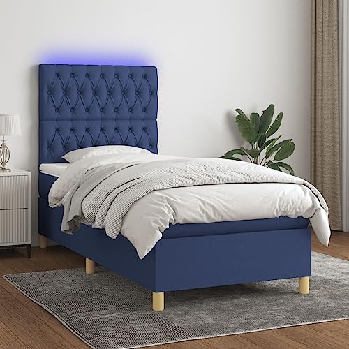 Qnhdfrt Boxspringbett mit Matratze und LED 100x200 cm Höhenverstellbares Kopfteil Atmungsaktiver Stoff Taschenfederkernmatratze für Schlafzimmer Gästebett Jugendbett Qnhdfrt Boxspringbett mit Matratze und LED 100x200 cm Höhenverstellbares Kopfteil Atmungsaktiver Stoff Taschenfederkernmatratze für Schlafzimmer Gästebett Jugendbett von Qnhdfrt