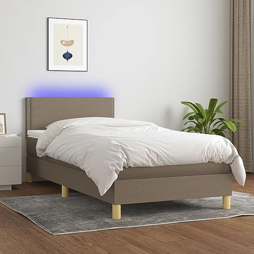 Qnhdfrt Boxspringbett mit Matratze und LED 100x200 cm Taupe Stoff Atmungsaktiv und Langlebig Höhenverstellbares Kopfteil mit USB Anschluss für Schlafzimmer und Gästezimmer Qnhdfrt Boxspringbett mit Matratze und LED 100x200 cm Taupe Stoff Atmungsaktiv und Langlebig Höhenverstellbares Kopfteil mit USB Anschluss für Schlafzimmer und Gästezimmer von Qnhdfrt