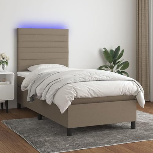 Qnhdfrt Boxspringbett mit Matratze und LED 100x200 cm Taupe Stoff Atmungsaktives Kopfteil Höhenverstellbar Taschenfederkernmatratze für Erholsamen Schlaf Gästebett und Heimbett Qnhdfrt Boxspringbett mit Matratze und LED 100x200 cm Taupe Stoff Atmungsaktives Kopfteil Höhenverstellbar Taschenfederkernmatratze für Erholsamen Schlaf Gästebett und Heimbett von Qnhdfrt