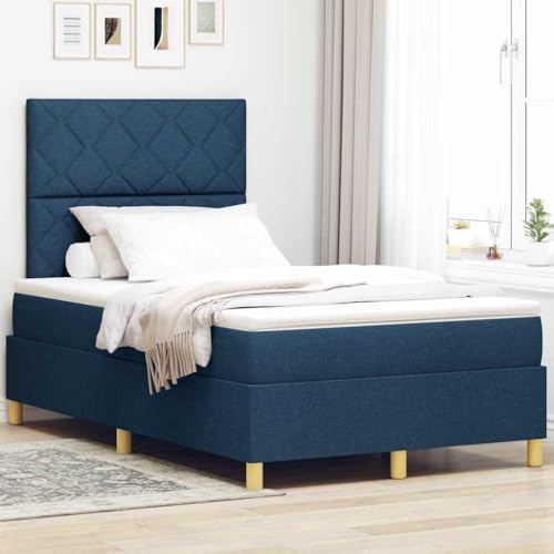 Qnhdfrt Boxspringbett mit Matratze und LED 120x200 cm Modernes Design Blauer Stoff mit Holzbeinen für Schlafzimmer Bettgestell mit Kopfteil und Topper Qnhdfrt Boxspringbett mit Matratze und LED 120x200 cm Modernes Design Blauer Stoff mit Holzbeinen für Schlafzimmer Bettgestell mit Kopfteil und Topper von Qnhdfrt