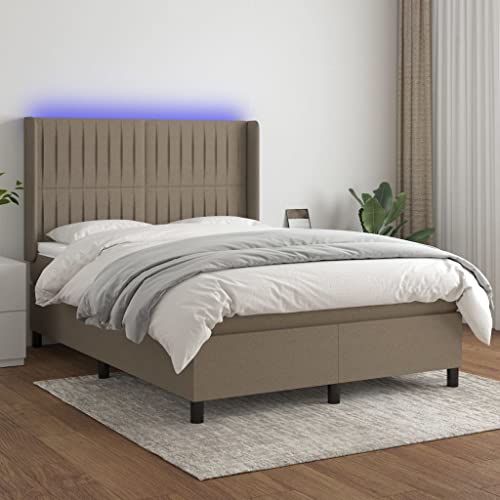 Qnhdfrt Boxspringbett mit Matratze und LED 140x190 cm Höhenverstellbares Kopfteil Taschenfederkernmatratze Atmungsaktiver Stoff Taupe für Schlafzimmer Gästebett und Jugendbett Qnhdfrt Boxspringbett mit Matratze und LED 140x190 cm Höhenverstellbares Kopfteil Taschenfederkernmatratze Atmungsaktiver Stoff Taupe für Schlafzimmer Gästebett und Jugendbett von Qnhdfrt